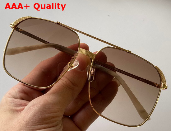 Valentino Squared Metal Frame Sunglasses Tea Color Lenses Replica