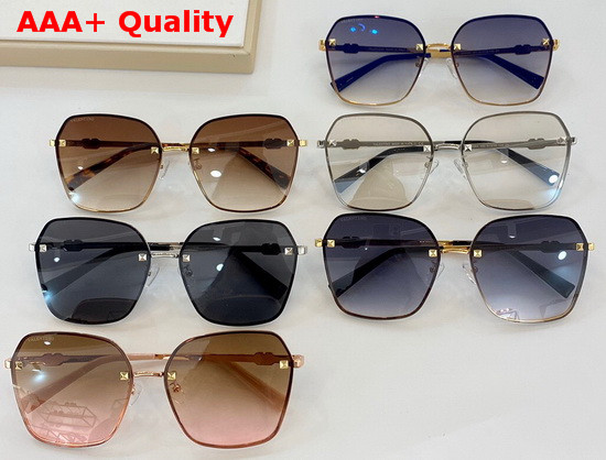 Valentino Squared Metal Frame Sunglasses with Studs Coffee Lenses Replica