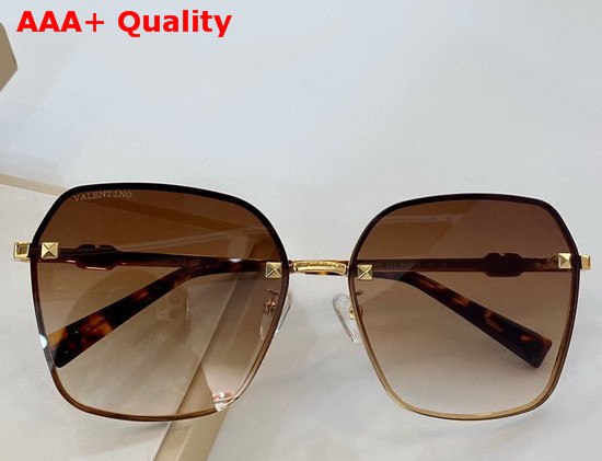 Valentino Studded Metal Frame Sunglasses Coffee Lenses Replica