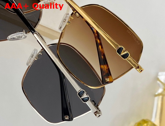 Valentino Studded Metal Frame Sunglasses Coffee Lenses Replica