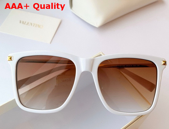 Valentino Studded Square Acetate Sunglasses White Replica