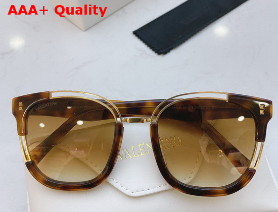 Valentino Womens Round Acetate Sunglasses in Coffee Color Replica