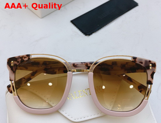 Valentino Womens Round Acetate Sunglasses in Coffee Color Replica