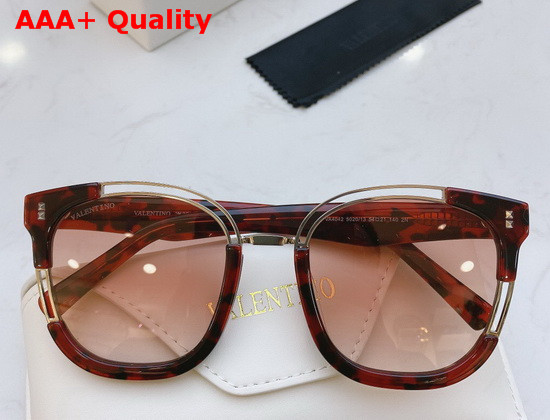 Valentino Womens Round Acetate Sunglasses in Coffee Color Replica