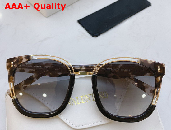 Valentino Womens Round Acetate Sunglasses in Coffee Color Replica