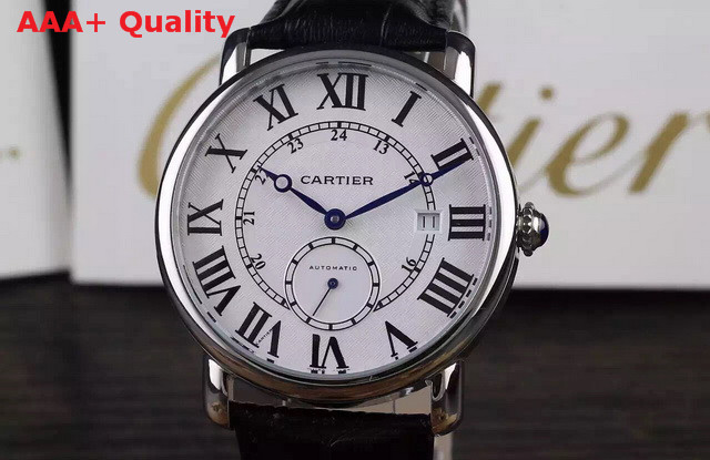 Cartier Ronde Louis Cartier Watch 40mm Steel Leather Strap for Sale