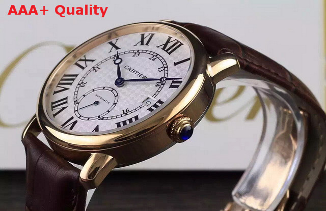 Cartier Ronde Louis Cartier Watch Pink Gold Leather Strap for Sale