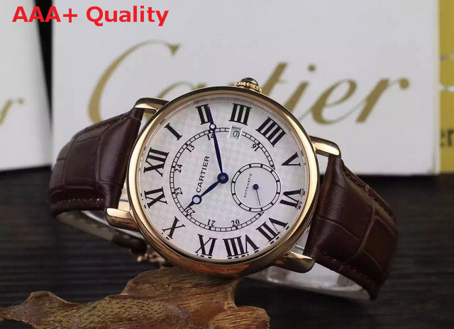 Cartier Ronde Louis Cartier Watch Pink Gold Leather Strap for Sale