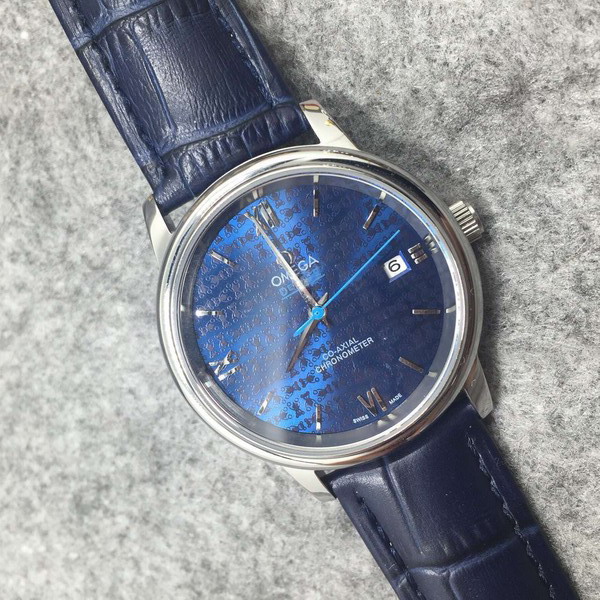 Omega Men Watch with Real Leather Strap for Sale
