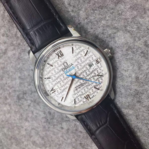Omega Men Watch with Real Leather Strap for Sale