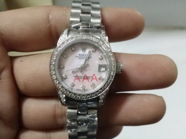 Rolex Lady Date Just 26 White Gold And Diamonds Pink Mother Of Pearl Dial for Sale