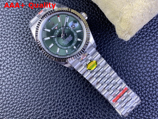 Rolex Sky Dweller Oyster 42mm Oystersteel and White Gold and Green Replica