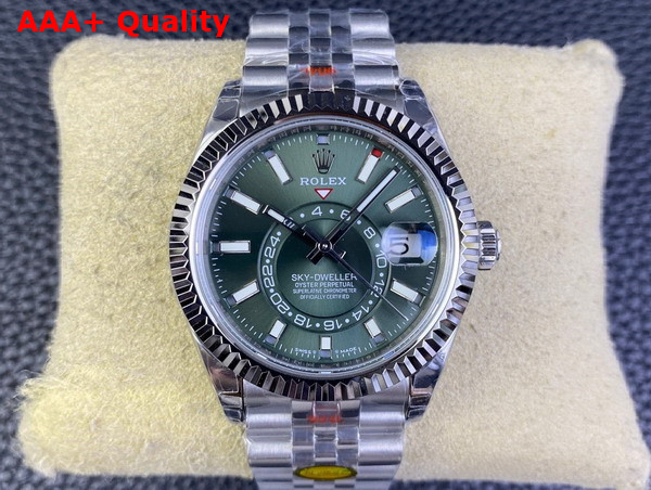 Rolex Sky Dweller Oyster 42mm Oystersteel and White Gold and Green Replica