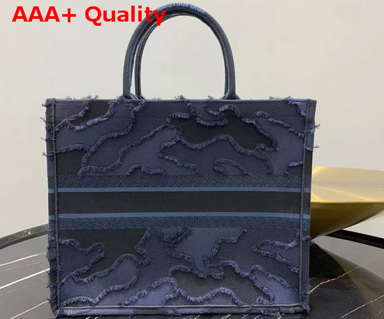 Blue Dior Book Tote Camouflage Embroidered Canvas Bag Replica