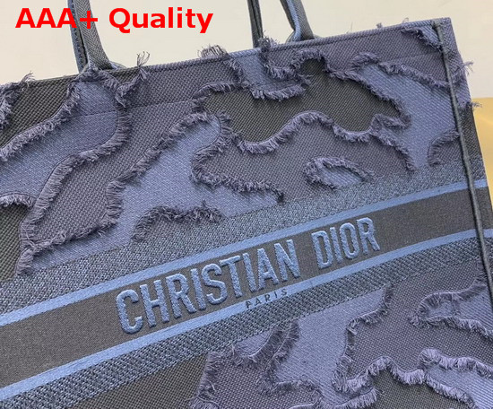 Blue Dior Book Tote Camouflage Embroidered Canvas Bag Replica