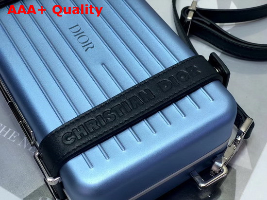 Blue Dior and Rimowa Aluminum Personal Clutch On Strap Replica