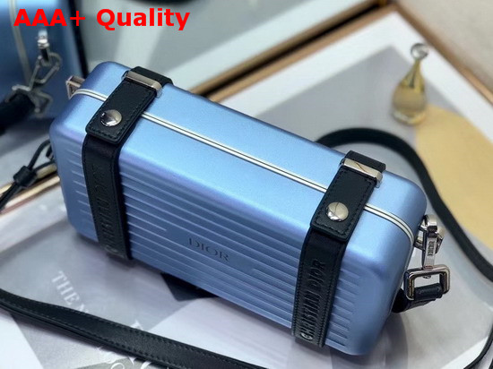 Blue Dior and Rimowa Aluminum Personal Clutch On Strap Replica