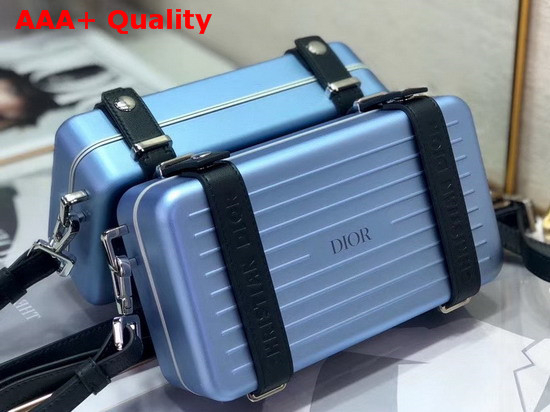 Blue Dior and Rimowa Aluminum Personal Clutch On Strap Replica