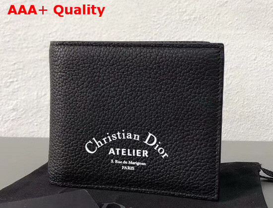 Christian Dior Atelier Wallet in Black Grained Calfskin Replica