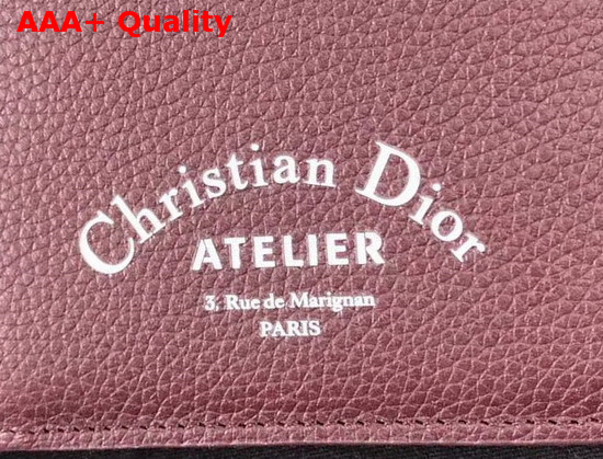 Christian Dior Atelier Wallet in Burgundy Grained Calfskin Replica