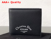 Christian Dior Atelier Wallet in Navy Blue Grained Calfskin Replica