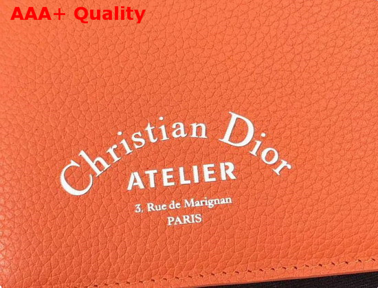 Christian Dior Atelier Wallet in Orange Grained Calfskin Replica