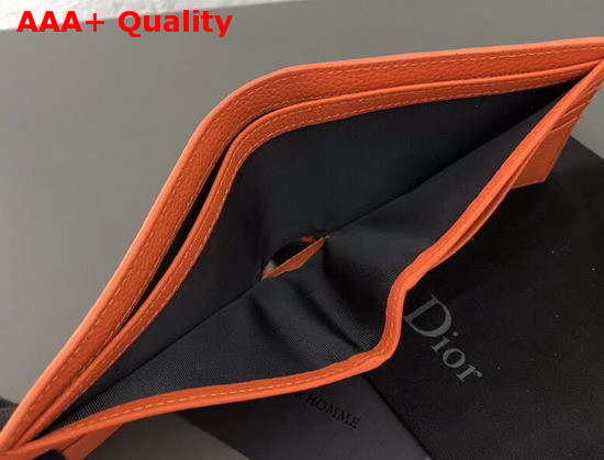 Christian Dior Atelier Wallet in Orange Grained Calfskin Replica