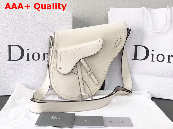 Christian Dior Baudrier Messenger Bag in White Grained Calfskin Replica