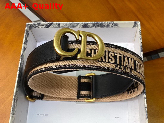 Christian Dior Belt Black and Cream Christian Dior Embroidered Canvas Replica