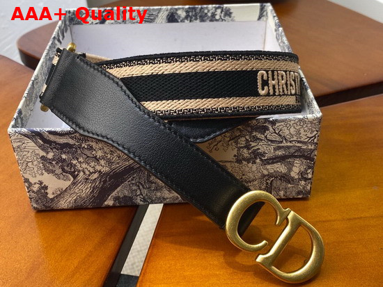 Christian Dior Belt Black and Cream Christian Dior Embroidered Canvas Replica