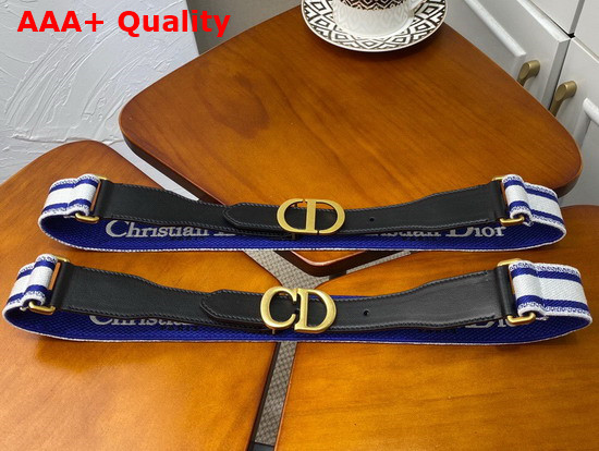 Christian Dior Belt Blue and Cream Christian Dior Embroidered Canvas Replica