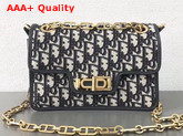Christian Dior CD Flap Bag in Blue Canvas Replica