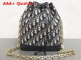 Christian Dior Drawstring Bag in Blue Dior Oblique Jacquard Canvas Replica