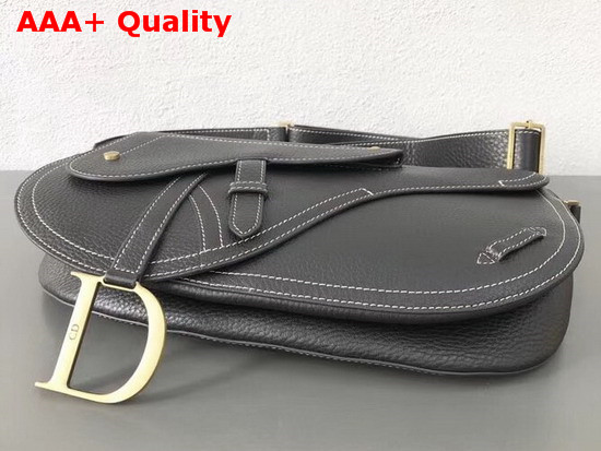 Christian Dior Leather Baudrier Saddle Bag in Black Grained Calfskin Replica