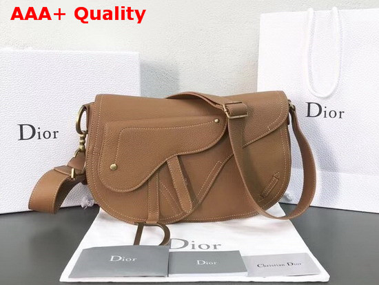 Christian Dior Leather Baudrier Saddle Bag in Tan Grained Calfskin Replica