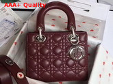Christian Dior My Lady Dior Bag in Burgundy Lambskin Replica