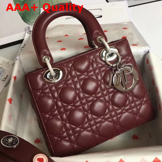 Christian Dior My Lady Dior Bag in Burgundy Lambskin Replica