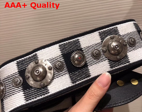 Christian Dior Strap Embroidered with Black and White Check Motif and Medallions Replica