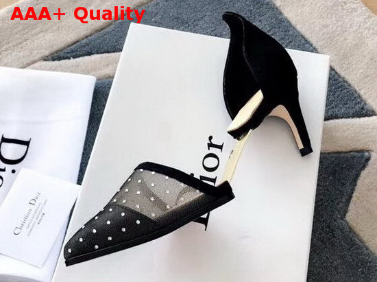 Christian Dior Surreal D High Heeled Shoes in Black Tulle and Suede Calfskin Replica