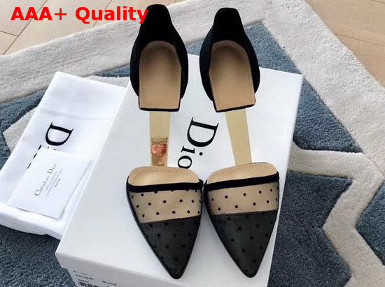 Christian Dior Surreal D High Heeled Shoes in Black Tulle and Suede Calfskin Replica