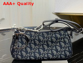 Christian Dior Vintage Trotter Handbag in Grey and Navy Blue Canvas Replica