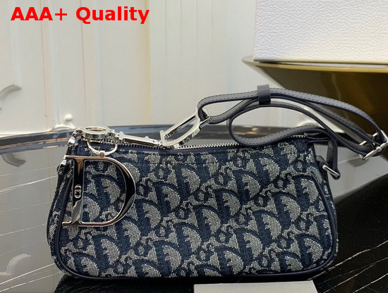 Christian Dior Vintage Trotter Handbag in Grey and Navy Blue Canvas Replica