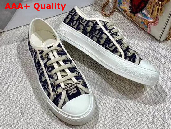 Christian Dior Walk N Dior Sneaker in Blue Oblique Embroidered Canvas Replica