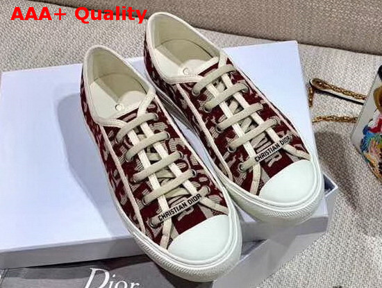 Christian Dior Walk N Dior Sneaker in Burgundy Oblique Embroidered Canvas Replica