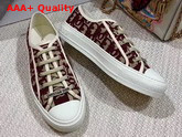 Christian Dior Walk N Dior Sneaker in Burgundy Oblique Embroidered Canvas Replica