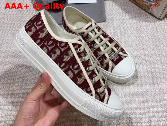 Christian Dior Walk N Dior Sneaker in Burgundy Oblique Embroidered Canvas Replica