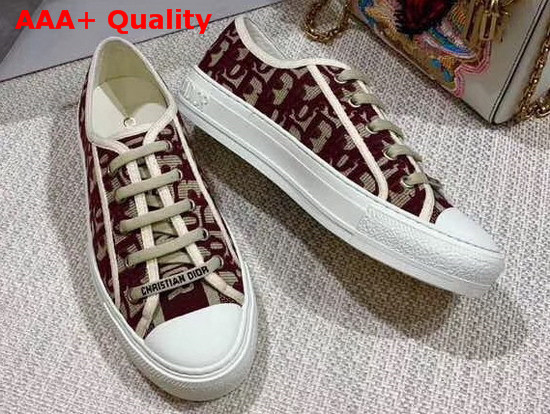 Christian Dior Walk N Dior Sneaker in Burgundy Oblique Embroidered Canvas Replica