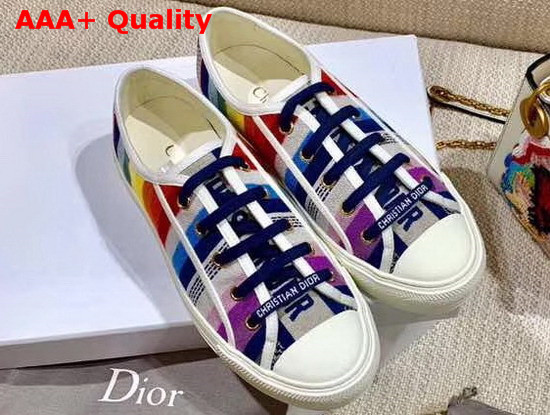 Christian Dior Walk N Dior Sneaker in Multi coloured Embroidered Canvas Replica