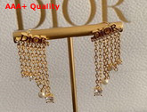 Dio R Evolution Earrings Gold Finish Metal with White Resin Pearls and White Crystals Replica