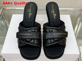 Dio R Evolution Heeled Slide Black Quilted Cannage Calfskin Replica